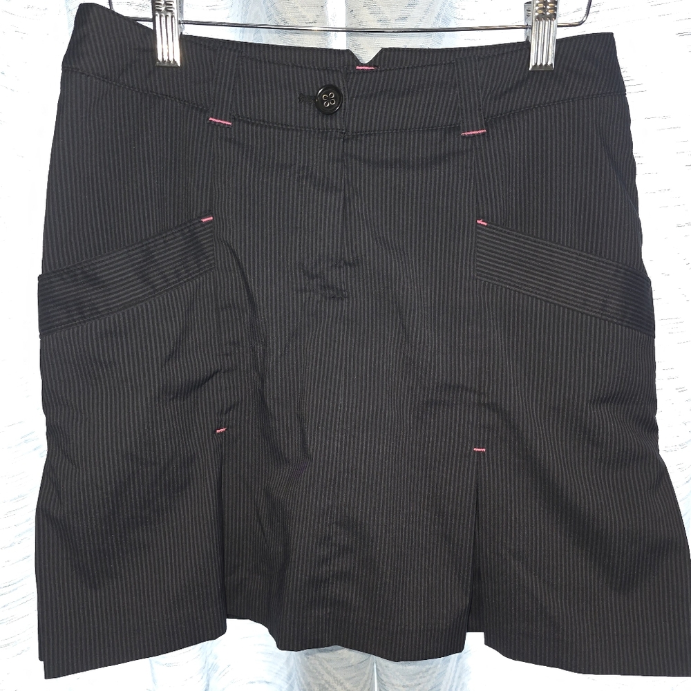Nike Golf Dri Fit Black Pinstripe Skirt with Pink Accents